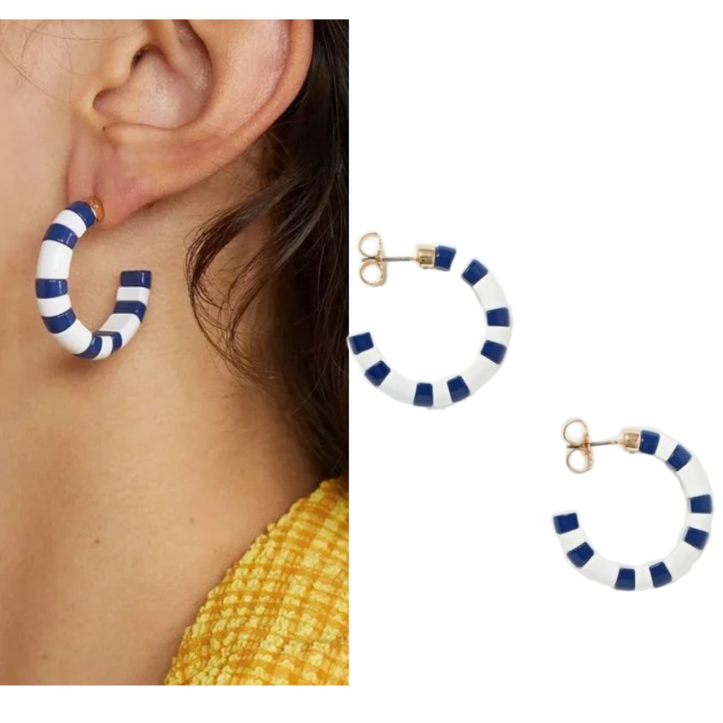 Roxanne Assoulin Summer Stripes Chubby Hoop Earrings Nwot 60$